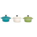 3 mini's en bouche Caraîbe Dune Kiwi Le Creuset